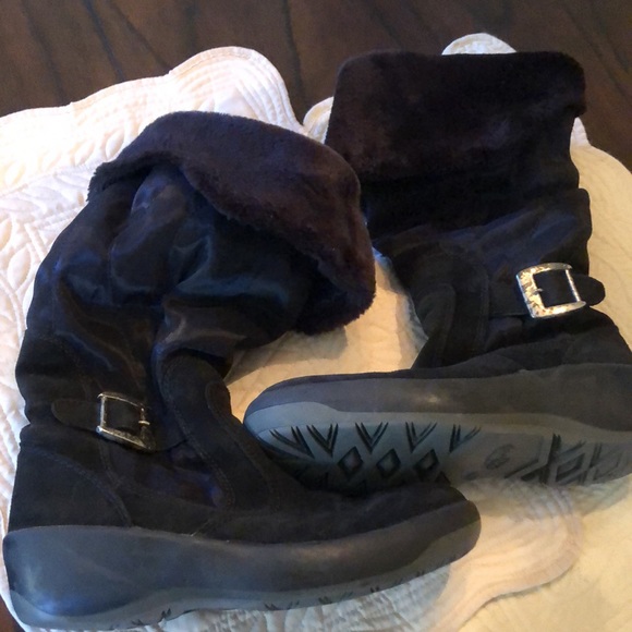 Pajar pullon fabric fold over snow boots with faux fur interior & low wedge heel - Picture 11 of 11